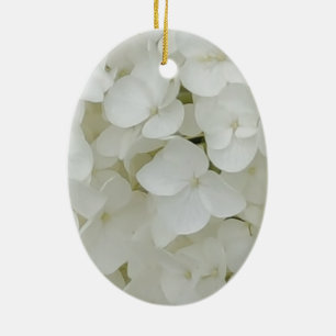 Hydrangea Flowers Floral White Elegant Blossom Ceramic Ornament