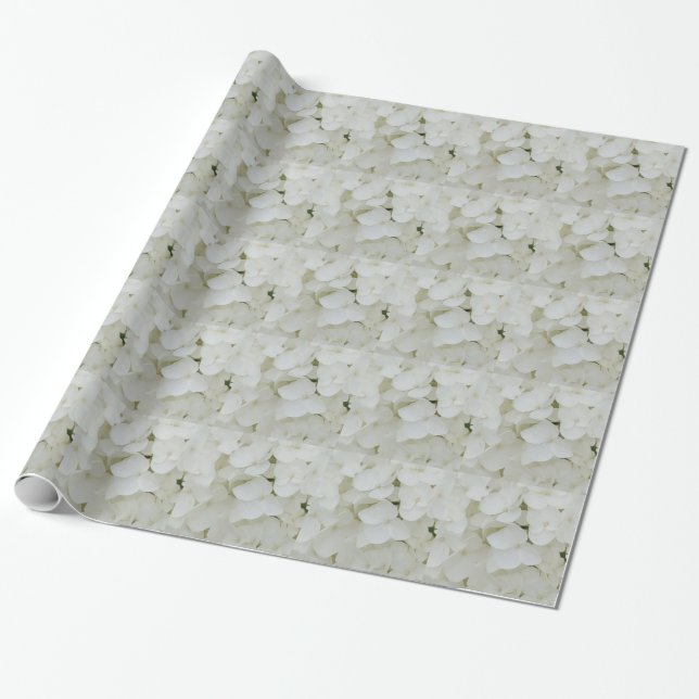 Hydrangea Flowers Floral White Elegant Blossom Wrapping Paper (Unrolled)