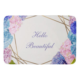 Hydrangea Flowers & Gold Floral Chic Spring Bath Mat