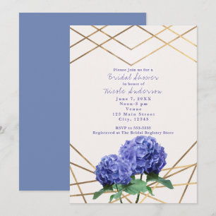 Hydrangea Flowers & Gold Lines Elegant Invitations