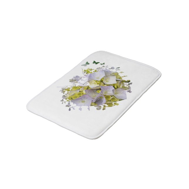 Hydrangea Flowers in Victorian Die Cut Heart Bath Mat (Angled)