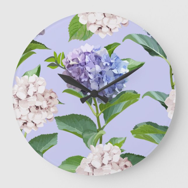 Hydrangea flowers: multicolor floral texture. large clock (Front)