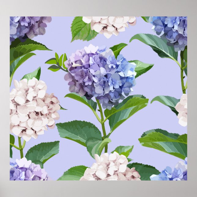 Hydrangea flowers: multicolor floral texture. poster (Front)