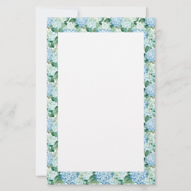 Hydrangea Flowers Stationery Paper (Front)