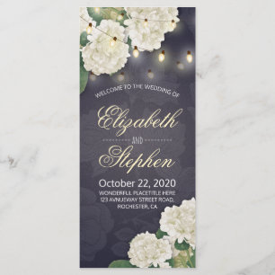 Hydrangea Flowers String Lights Wedding Programs