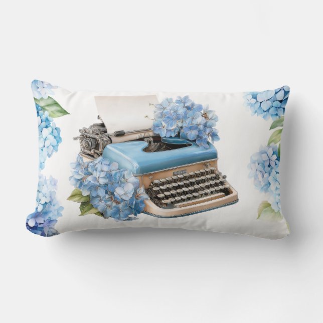  Hydrangea flowers  watercolor Lumbar Pillow (Front)