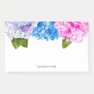 Hydrangea Flowers, Watercolor, personalized Post-it Notes