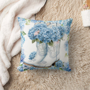  Hydrangea flowers  watercolor Throw Pillow