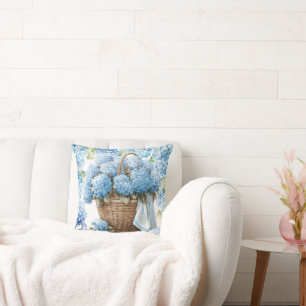  Hydrangea flowers  watercolor Throw Pillow