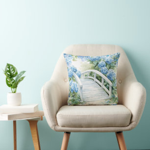  Hydrangea flowers  watercolor Throw Pillow