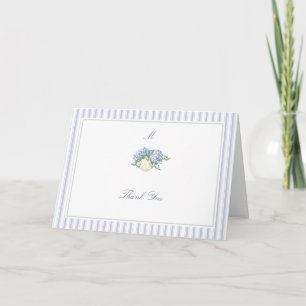 Hydrangea Formal Stripes Coastal Classic Wedding Thank You Card