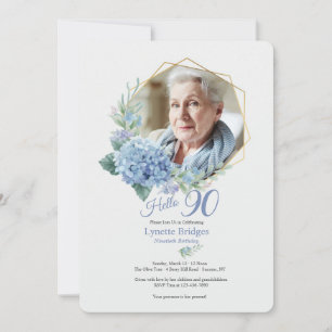Hydrangea Frame Photo Anniversaire Invitation