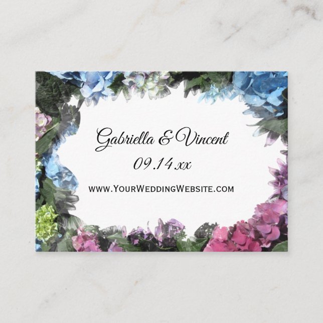 Hydrangea Frame Wedding Website Enclosure Card (Front)