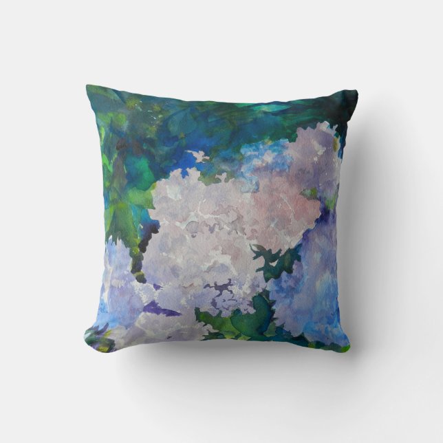 Hydrangea Garden Art Throw Pillow (Front)