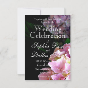 Hydrangea garden, pink, blue, purple floral invitation