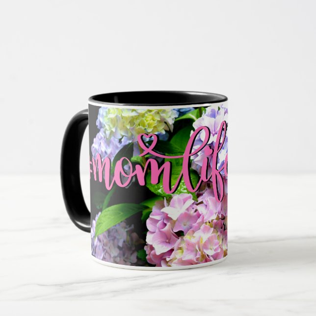Hydrangea garden, pink, blue, purple floral mom  mug (Front Left)