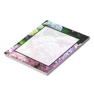 Hydrangea garden, pink, blue, purple floral notepad