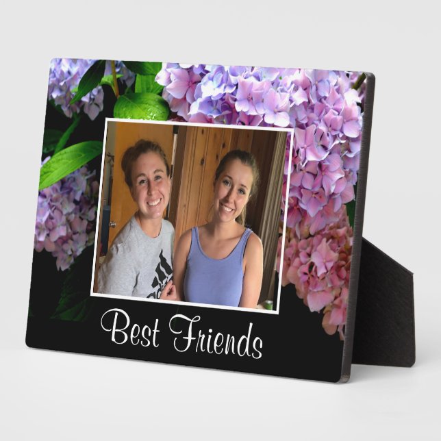 Hydrangea garden, pink, blue, purple floral plaque (Side)