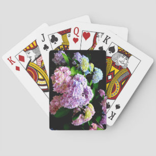 Hydrangea garden, pink, blue, purple floral playing cards