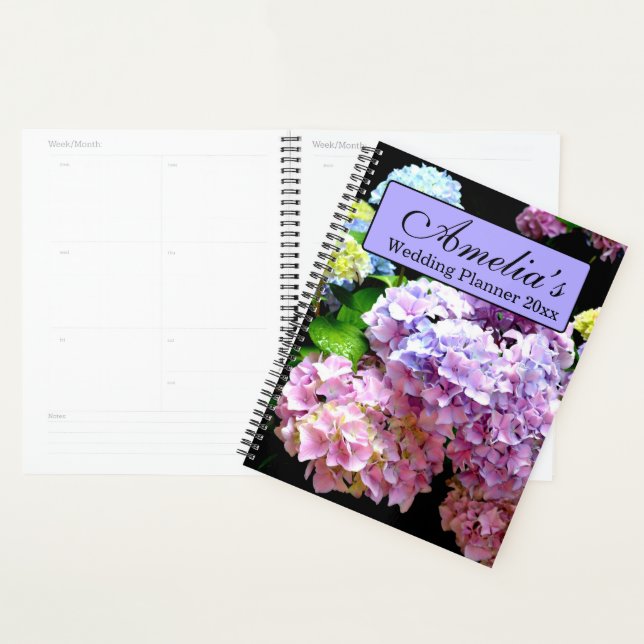 Hydrangea garden, pink, blue purple floral wedding planner (Display)