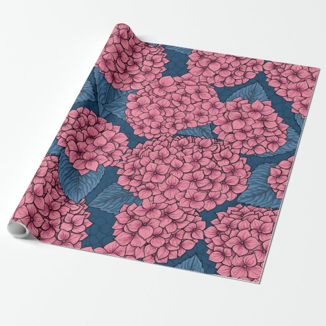 Hydrangea garden wrapping paper (Unrolled)
