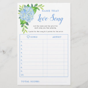 Hydrangea Geometric Bridal Shower Love Song Game