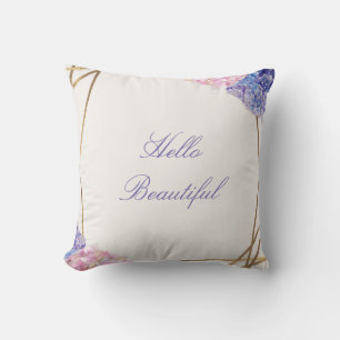 Hydrangea & Gold Elegant Spring Floral Chic Custom Throw Pillow