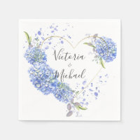 Hydrangea Gold Heart  Watercolor Wedding 