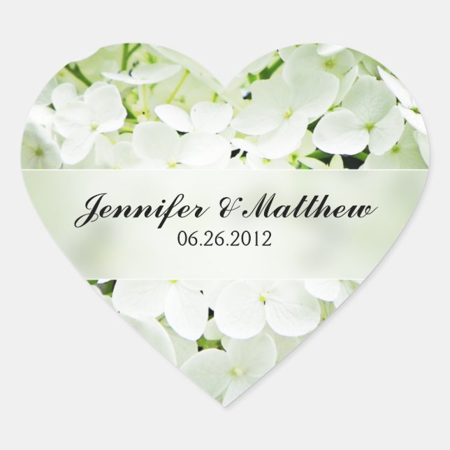 Hydrangea Heart Wedding Sticker (Front)