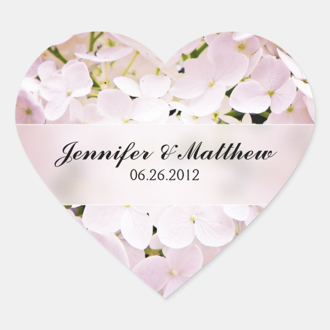 Hydrangea Heart Wedding Sticker (Front)