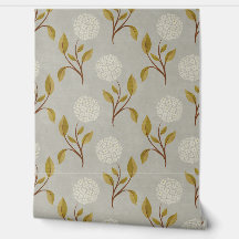 Hydrangea Home Modern Vintage Wallpaper - Grey