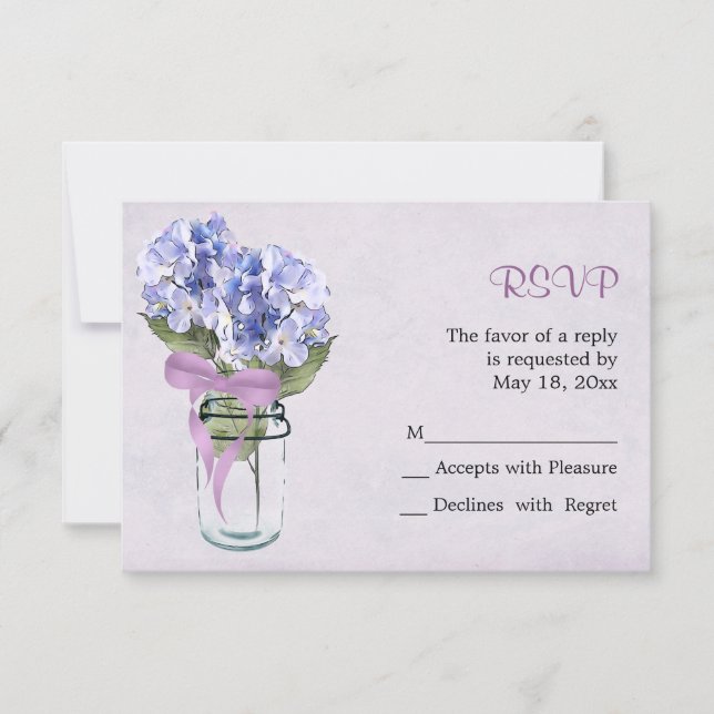 Hydrangea in a Mason Jar - RSVP Card (Front)