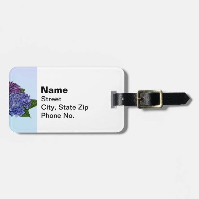 Hydrangea in Shades of Purple Luggage Tag (Front Horizontal)