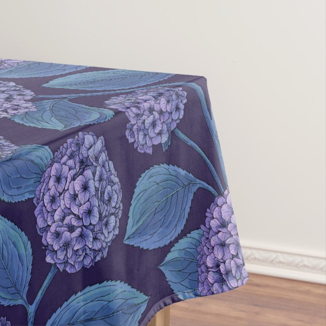 Hydrangea in violet and blue tablecloth (In Situ)