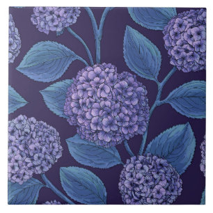 Hydrangea in violet and blue tile