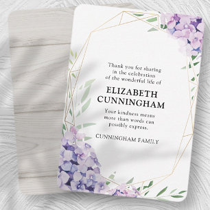 Hydrangea Lilac Floral Geometric Memorial Thank You Card