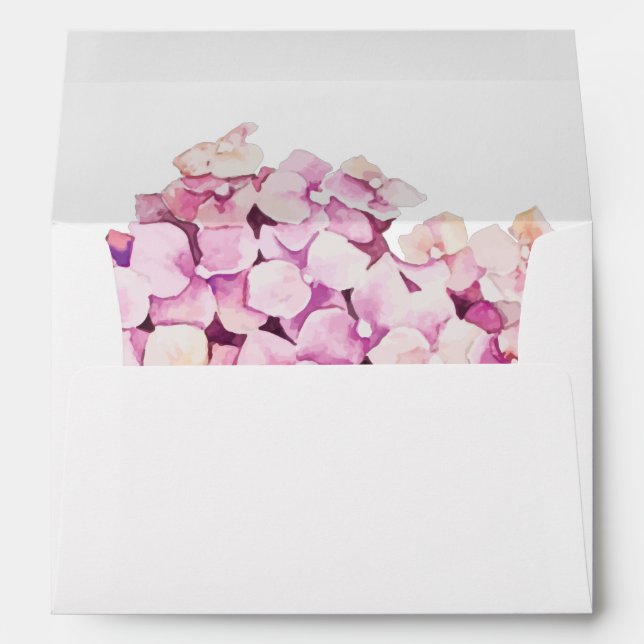 Hydrangea Lilac Floral Geometric Return Address Envelope (Back (Bottom))