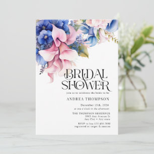 Hydrangea   Lilies Floral   Bridal Shower Invitation