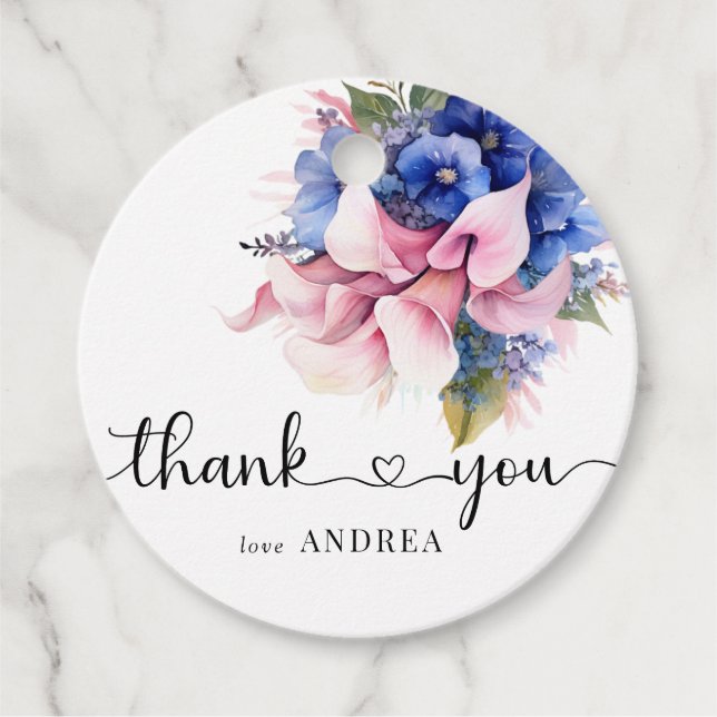 Hydrangea | Lilies Floral  Favour Tags (Front)