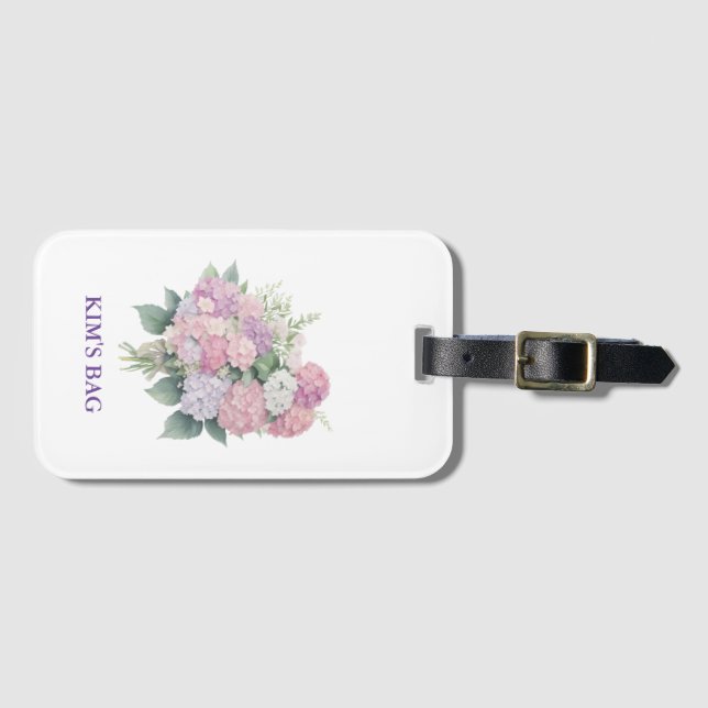 Hydrangea Luggage Tag, personalized Luggage Tag (Front Horizontal)