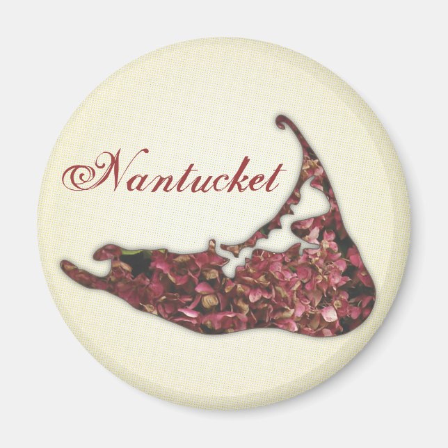 Hydrangea Map of Nantucket Island, Massachusetts Magnet (Front)