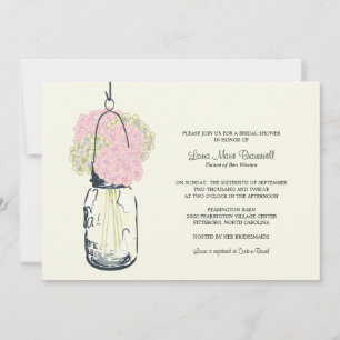 Hydrangea & Mason Jar Bridal Shower Invitation