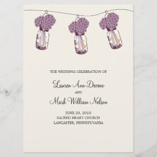 Hydrangea & Mason Jar Ceremony Program
