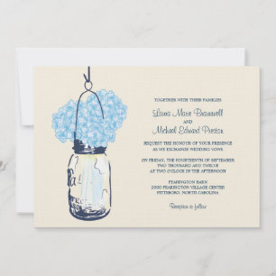 Hydrangea & Mason Jar Invitations de mariage