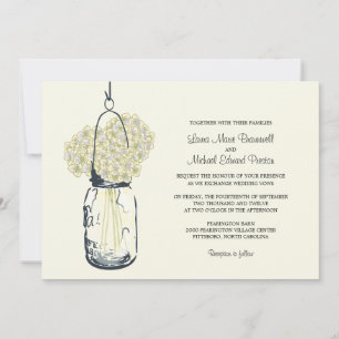 Hydrangea & Mason Jar Invitations de mariage