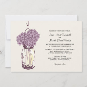 Hydrangea & Mason Jar Invitations de mariage