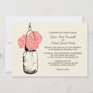 Hydrangea & Mason Jar Invitations de mariage