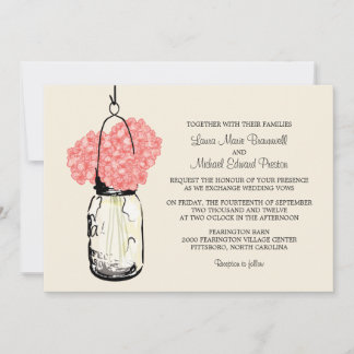 Hydrangea & Mason Jar Invitations de mariage