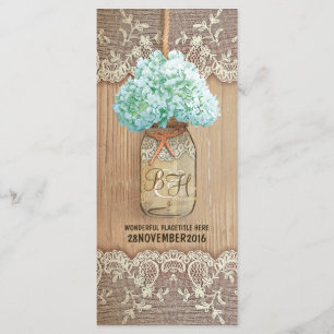 hydrangea mason jar programmes de mariage rustique