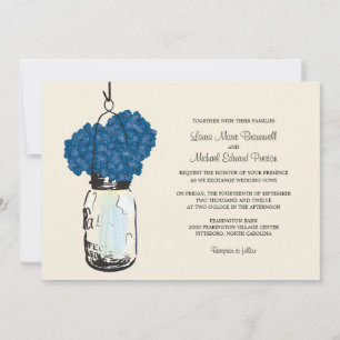 Hydrangea & Mason Jar Wedding Invitations